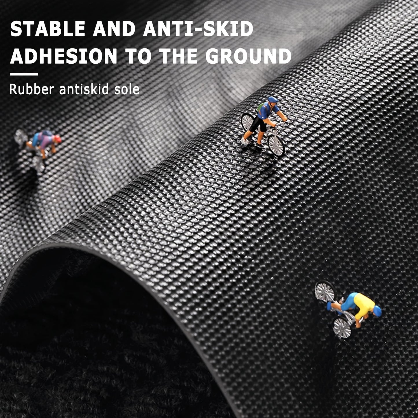 Heavy-Duty Anti-Slip Door Mat, Mud-Proof Washable Entrance Rug with Geometric Pattern, 24x36 Inch, Black Nylon Blend for Home and Balcony